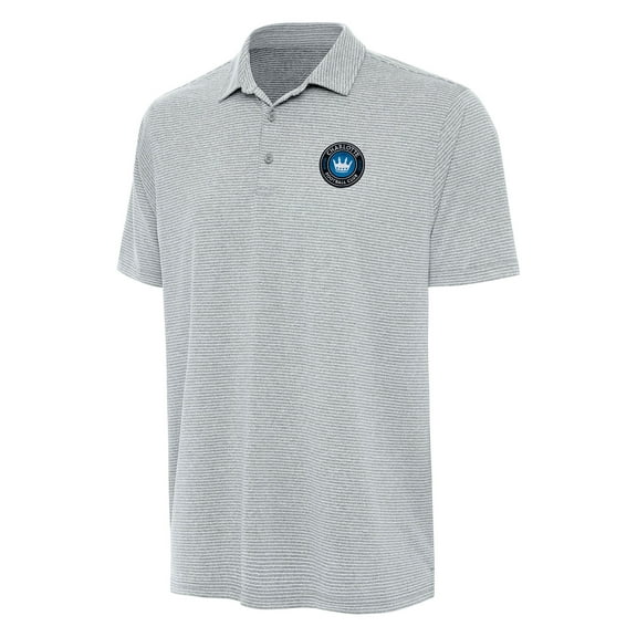Men's Antigua Heather Gray Charlotte FC Scheme Polo