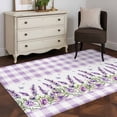 thumbnail image 3 of Purple Lavender Area Rugs 4x6 ft Watercolor Spring Floral Butterfly Purple Buffalo Plaid Washable Rug Non Slip Indoor Carpet Absorbent Floor Mat for Living Room Bedroom Dining Room, 3 of 9