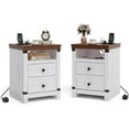 thumbnail image 2 of Royalbelle Nightstand with Charging Station, 2 Drawers USB Ports & Power Outlets Modern Bedside Table, 2PC, Dark Brown, 2 of 8