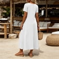 thumbnail image 5 of Bxsruta Womens Casual Maxi Dress Short Sleeve Scoop Neck Loose Flowy T-Shirt Dresses with Pockets, 5 of 7