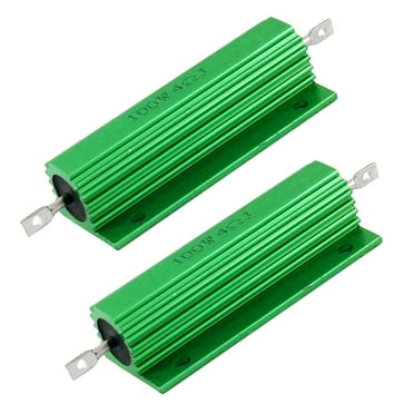 Green 4 Ohm 5% 100 Watt Aluminum Shell Wire Wound Resistor 2Pcs