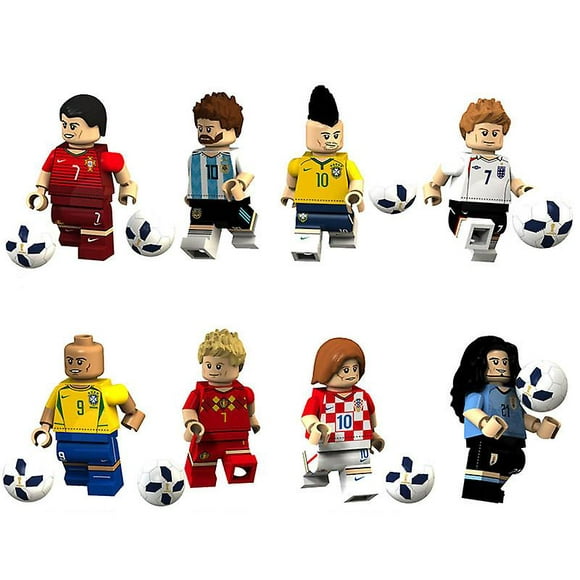 8pcs Star du Football Figurine Messi Beckham Ronaldo Assemblant le Jouet de Minifigure de Bloc de Construction