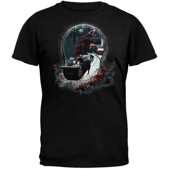 Grateful Dead Men's Winter Sleigh Black Short Sleeve T Shirt