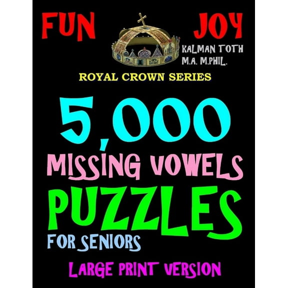 5,000 Missing Vowels Puzzles For Seniors: Large Print Version, (Paperback)