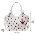 thumbnail image 4 of Hfppkn Cherry Print PU Leather Tote Bag Detachable Strap Crossbody Handbag for Work Travel 23x17x9cm White, 4 of 7