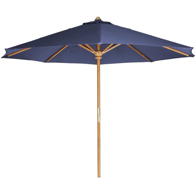 All Things Cedar TU90-B 10 ft. Teak Market Umbrella & Canopy, Blue