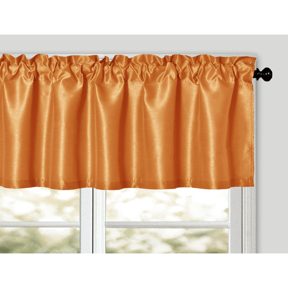 Aiking Home Solid Faux Silk window Valance, OrangeSize 56''x16