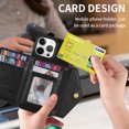 thumbnail image 3 of Crossbody Wallet Women Case for iPhone 14 Pro Max,Credit Card Pocket Zipper Pouch with Shoulder Strap, PU Leather Kickstand Back Flip Envelope Design For iPhone 14 Pro Max, Black, 3 of 13
