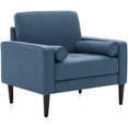 thumbnail image 6 of BELLEZE Erik Accent Chair Tufted Linen with Bolster Pillows, Navy Blue, 6 of 7