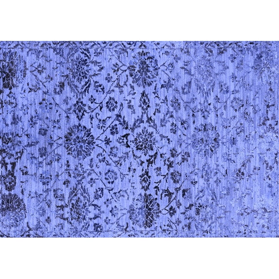 Ahgly Company Machine Washable Indoor Rectangle Oriental Blue Industrial Area Rugs, 5' x 8'