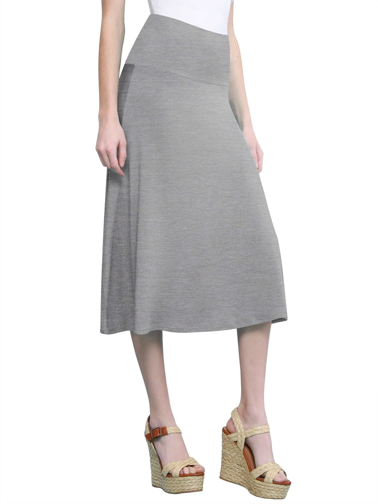 Made by Johnny Women's Lightweight Fold Over Flared Midi Skirt S ...