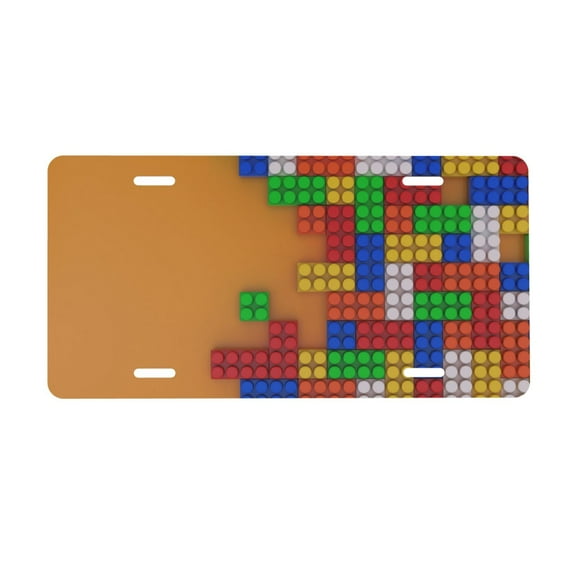 Easygdp Colorful Building Blocks A License Plate Car Front License Plate Car Decoration Car Accessories Front Tag Plate Standard Size