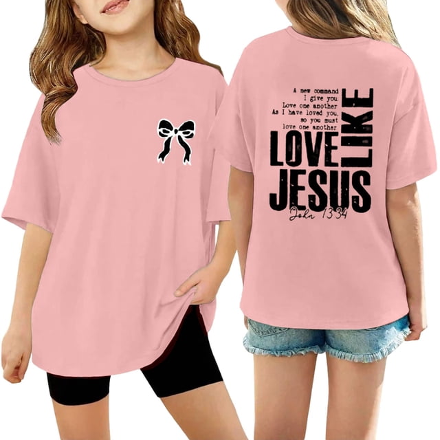 WENXIAOO T-Shirts pour Filles à Manches Courtes Col Ras du Cou T-Shirts Graphiques Mode pour Enfants Tenue d'Été pour Tout-Petits T-Shirts pour Filles