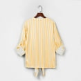 thumbnail image 5 of Tmtolofot Colorful Striped Shirts For Women 3/4 Sleeves Front Tie Tunic Blouse Female Stripes Modern Style Top Women's Casual V-Neck Tops Lightweight Comfy Pull-On Shirts,1_Yellow,Large, 5 of 7