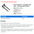 thumbnail image 2 of Inner Tie Rod Set - Compatible with 1987 - 1995 Chevy LLV Base 1988 1989 1990 1991 1992 1993 1994, 2 of 2