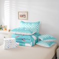 thumbnail image 6 of Manfei Modern Plaid 7-Piece Twin Bedding,Glossy Drip Bedding Comforter Set,Teal Blue,Colorful Stars Reversible, 6 of 7
