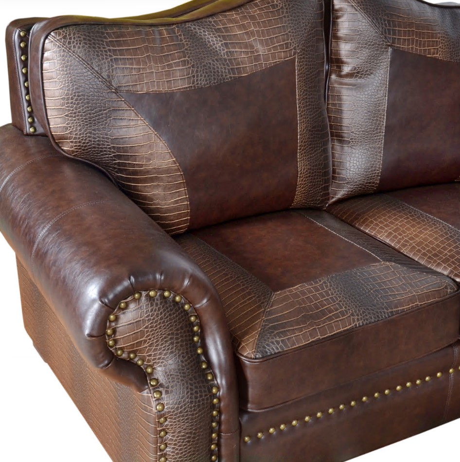 Botswana Croc and Micro Leather Loveseat