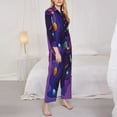 thumbnail image 4 of Kll Astronaut Print Women'S Long Sleeve Pajamas With Pants Sleepwear Loungewear 2 Set-X-Large, 4 of 9