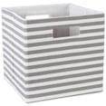 thumbnail image 1 of Design Imports CAMZ10603 Cube de Rangement Carré en Polyester à Rayures Fines 13 x 13 x 13 Po, Gris, 1 of 4