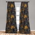 thumbnail image 2 of Floral Window Curtains, Minimalist Line Art Tropical Leaves Pattern Retro Exotics Leaf Print, Lightweight Decor 2-Panel Set with Rod Pocket, Pair of - 28"x84", Marigold and Dark Grey, by Ambesonne, 2 of 3
