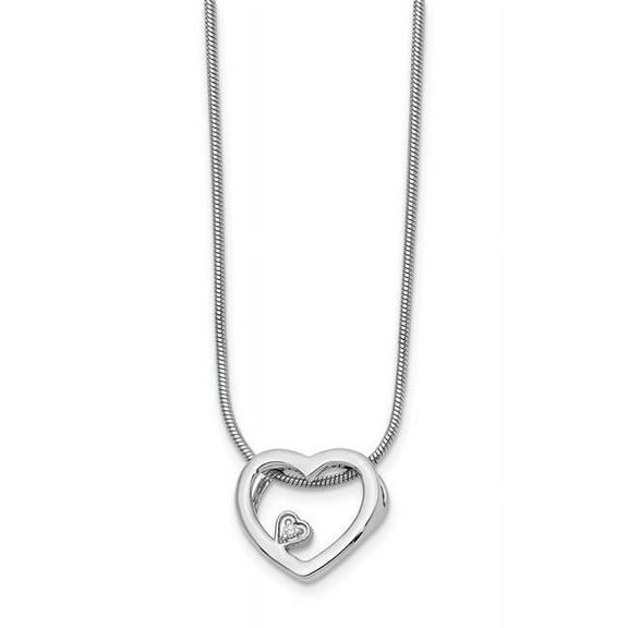 Primal Silver Sterling Silver Rhodium-plated 0.01 Cttw Diamond Heart Necklace