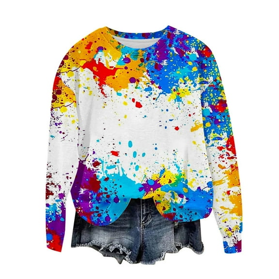 Erwazi Oversized Graphic Sweatshirt for Women Y2k Long Sleeve Drop Shoulder Crewneck Shirt Tops Vintage Sweatshirts