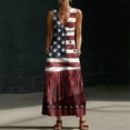 thumbnail image 5 of Fewfanhot 4th of July Women 250th Anniversary American Flag Maxi Dress, V-Neck Sleeveless Patriotic Star Stripe Long Dress with Pockets, Casual Summer Loose Fit Sundress, S-3XL, 5 of 8