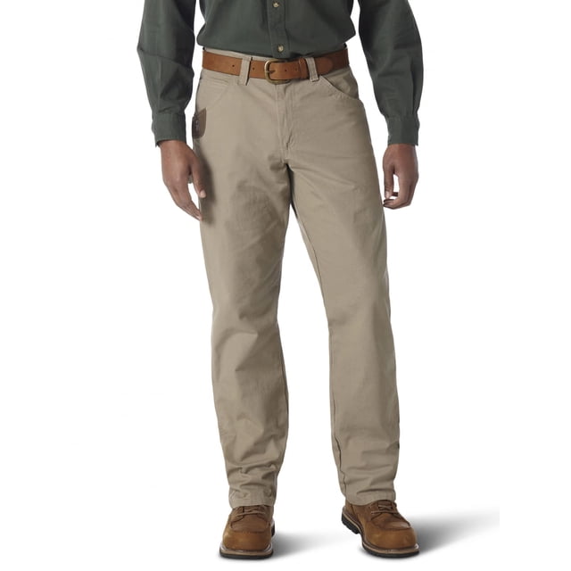 Wrangler Riggs Workwear Jean de Charpentier pour Homme en Ripstop, Kaki Foncé, 40W x 34L