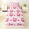 thumbnail image 3 of Erosebridal Pink Bowknot Kids Twin Sheet Sets,Red Cherries Romantic Hearts Print Bedding For Girls 3pcs, 3 of 6