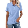thumbnail image 1 of Womens T Shirts Summer Lapel Polo Slim Fit Short Sleeve Solid Color Leisure Lady Tees, 1 of 8