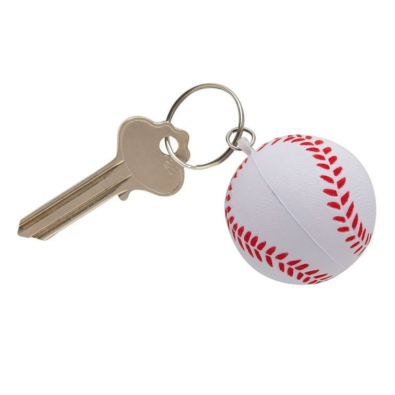 Fun Express 2" diam. Baseball Keychain Slow-Rising Squishies - 12 Pieces