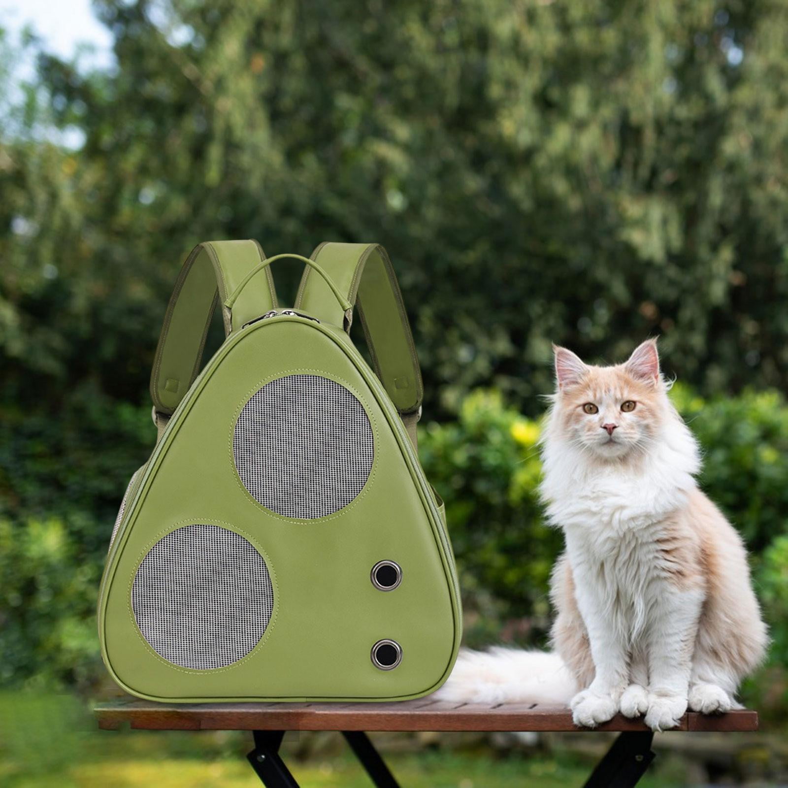 Bvdfgk Cat Carrier Backpack, Ventilated Mesh And Holes, Side Pocket, Small, Medium, Cat Green