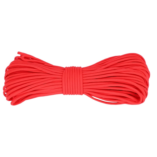 Cuerda de paracaídas multifuncional reflectante de 7 hebras para aventuras de acampada y caza, color rojo, 31 m