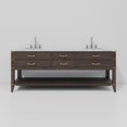 thumbnail image 4 of Norwalk 84 in W x 22 in D Brown Oak Double Bath Vanity, Carrara Marble Top, and Faucet Set, 4 of 9