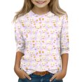 thumbnail image 2 of CCRFTGI Easter 3/4 Sleeve Girls Tops Size 13-14 Funny Bunny Rabbit Easter Egg Print T shirts for kids Girls Fashion for kids Round Neck Shirts Soft Fall Winter Outfit Light Purple 3-4 Years, 2 of 5