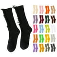 thumbnail image 2 of Walbest 1 Pair Women Fun Personality Ripped Stockings, Solid Color Breathable Cotton Sweat Absorption Soft High Elasticity Ripped Long Holes Socks Fitness Socks, 2 of 8