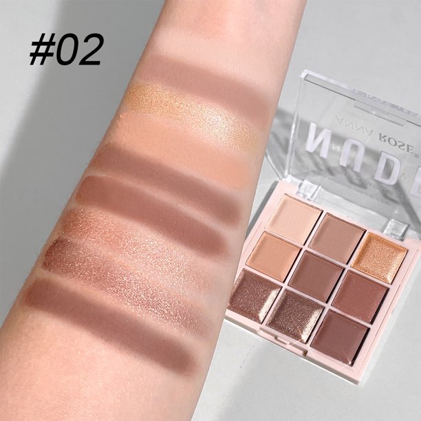 Paleta de sombras de ojos de 9 colores con purpurina fina, brillo, mate, tonos de té de leche; Mini, uso diario, maquillaje agradable para estudiantes