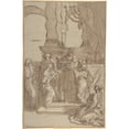 thumbnail image 2 of Pietro Antonio de' Pietri 11x14 Gold Ornate Wood Frame and Double Matted Museum Art Print Titled - Presentation of the Infant Jesus in the Temple (1663-1716), 2 of 4