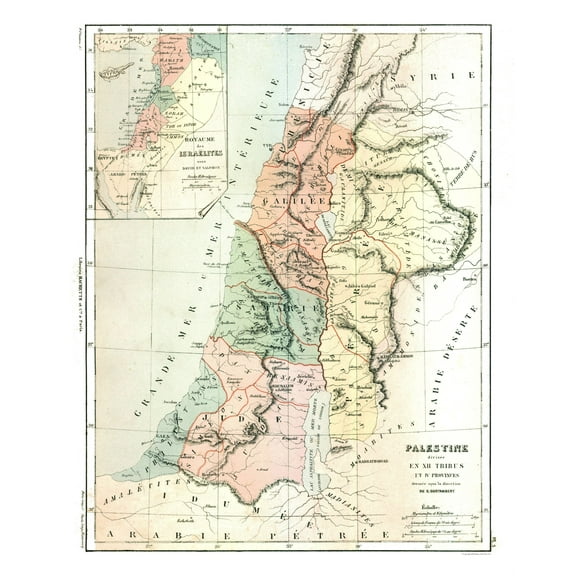 Historic Map - Kingdom of Israel - Cortambert 1880 - Vintage Wall Art