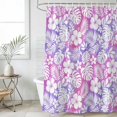 thumbnail image 4 of Pink Tropical Plants Bathroom Shower Curtains with 12 Hooks Polyester Waterproof Shower Curtain for Stalls and Bathtubs Summer Jungle Palm Leaves Flowers Decorative Bathroom Curtain 72x84 Inches, 4 of 9
