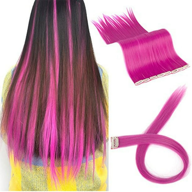 FLORATA 11PCS Straight Colored Clip in Hair Extensions Party Highlight