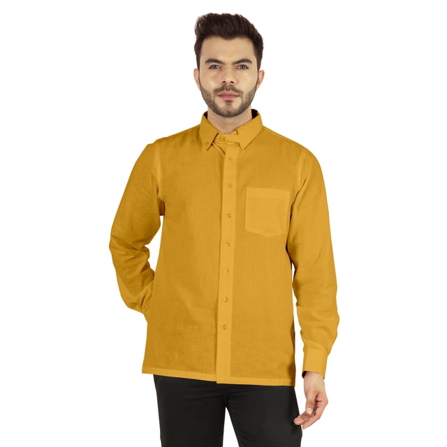 Bestman Solid Button Down Shirt For Men Long Sleeve With Patch Pocket Formal Business Wear