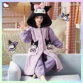 thumbnail image 1 of Anime Sanrios Kuromi Autumn Winter Children's Plush Pajamas Robe Cinnamoroll Melody Y2K Kawaii Girl Cute Hooded Thicken Homewear, 1 of 5