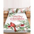 thumbnail image 2 of King Size Fitted Sheet Set - Christmas Cardinal 3 Piece Bedding Sets 16" Deep Pocket Fitted Sheet with 2 Pillowcases, Xmas Winter Watercolor Pine Flower Berry Brushed Microfiber Hotel Bed Sheets, 2 of 9