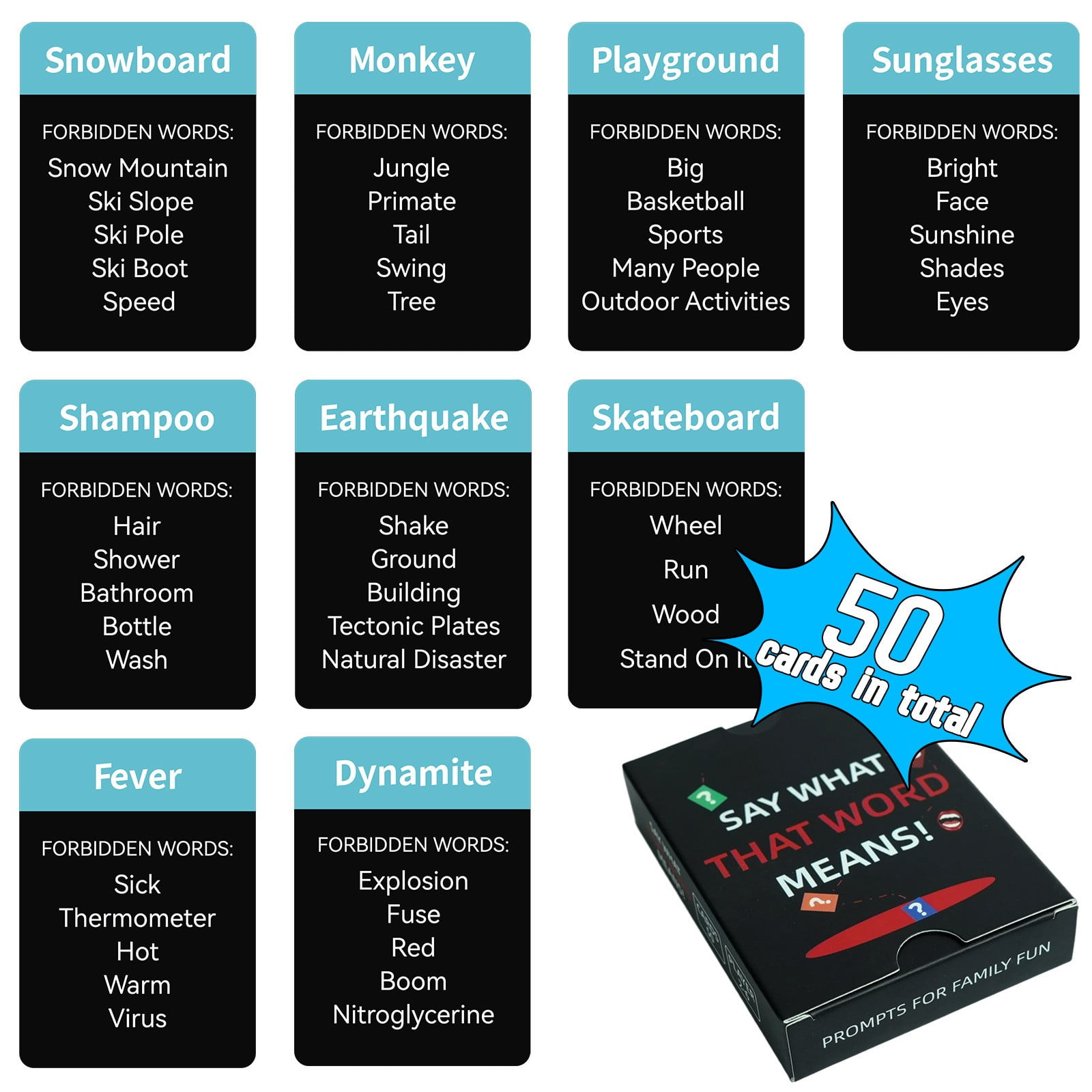 Adult Word Guessing Game Cards 50-Count Say What That Word Means Party Board Card Game Logic Puzzle Icebreaker Holiday Gift