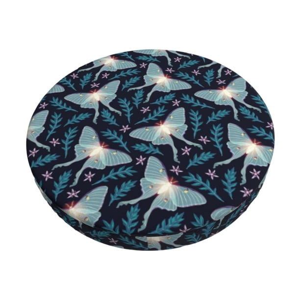 Disketp Glowing Butterfly Funda Redonda para Taburete, Funda de Cojín para Silla de Bar Suave y Elástica-12 inch