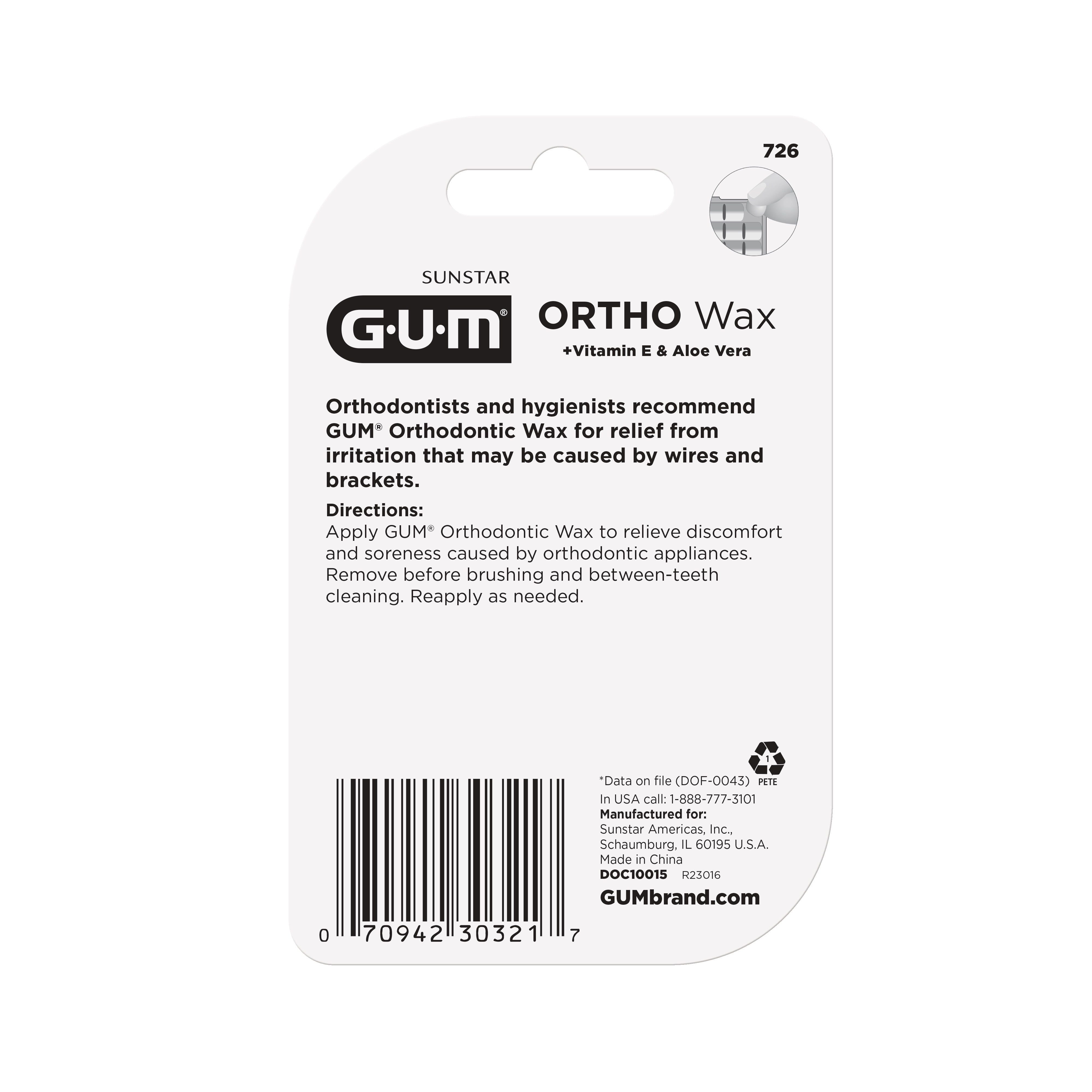 (4 pack) GUM Orthodontic Wax for Braces & Dental Devices- Vitamin E & Aloe Vera, Mint Flavor (Pack of 2)