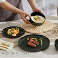 thumbnail image 4 of Vesteel 12-Piece Dinnerware Set, Ceramic Plates and Bowls Set for 4, Reactive Glaze Tableware Set with Purple Clay Base for Home, Chip & Scratch Resistant Stoneware, Blackish Green, 4 of 11