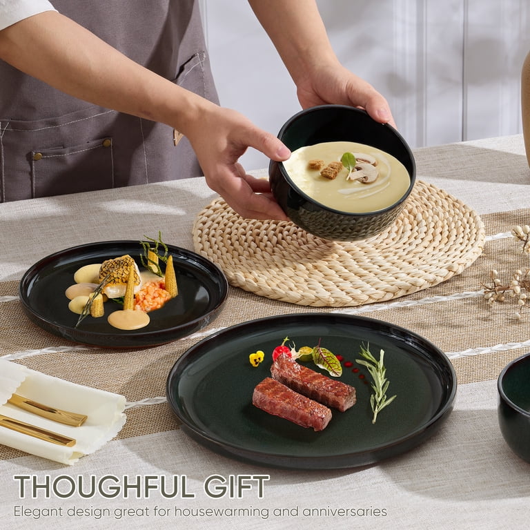 Vesteel 12-Piece Dinnerware Set, Ceramic Plates and Bowls Set for