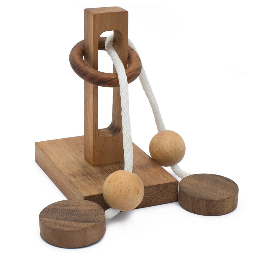 wood string and ring puzzle